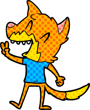 Bir insan tarafından çizilmiş gülen tilki çizgi filmi.