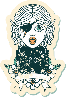 Retro Dövme Tarzı Bir insan tarafından çizilmiş doğal yirmilik zarlı düzenbaz karakter