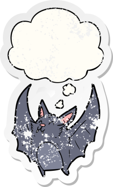 Karikatür cadılar bayramı sopası. Düşünce baloncuğu insan tarafından çizilmiş, yıpranmış bir çıkartma gibi.