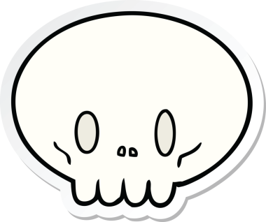 Bir insan tarafından çizilmiş bir karikatür kafatası çıkartması.