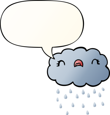 Tatlı çizgi film bulutu, konuşma baloncuğu, bir insan tarafından çizilmiş düzgün bir gradyan stil.