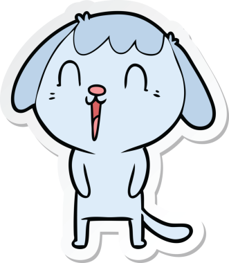 Bir insan tarafından çizilmiş şirin bir köpeğin çıkartması.