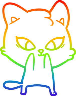 Gökkuşağı gradyan çizgisi bir insan tarafından çizilmiş şirin bir çizgi kedi çizimi