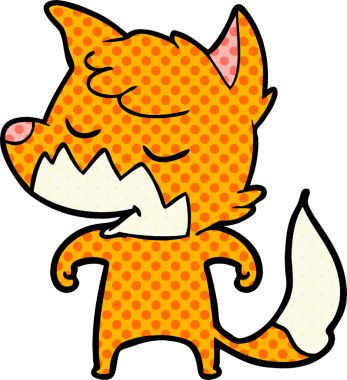 Bir insan tarafından çizilmiş dost canlısı çizgi film tilkisi