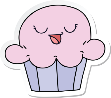 Bir insan tarafından çizilmiş garip bir el yazısı çizilmiş mutlu bir pasta.