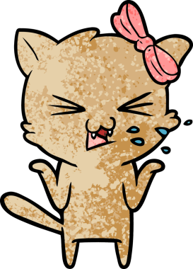 Bir insan tarafından çizilmiş çizgi film kedisi.