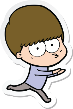 Bir insan tarafından çizilmiş sinirli bir çizgi film çocuğunun çıkartması.