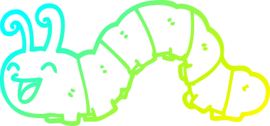 Bir insan tarafından çizilmiş gülen tırtılın soğuk çizgi çizimi.