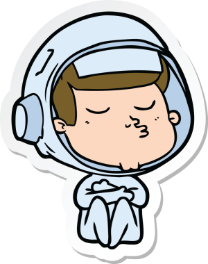 Bir insan tarafından çizilmiş kendine güvenen bir astronotun çıkartması.