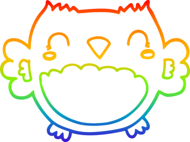 Gökkuşağı gradyan çizgisi bir insan tarafından çizilmiş şirin bir baykuş çizimi