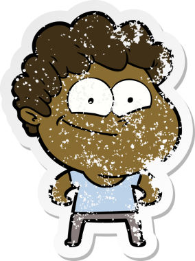 Bir insan tarafından çizilmiş mutlu bir adamın sıkıntılı çıkartması.