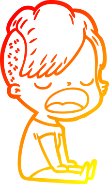 Bir insan tarafından çizilmiş havalı bir hippi kızın sıcak çizgi çizimi.