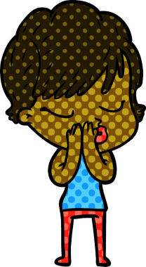 Bir insan tarafından çizilmiş gözleri kapalı çizgi film kadını.