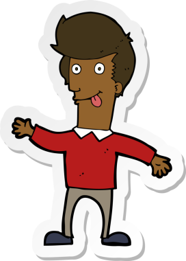 Bir insan tarafından çizilmiş bir çizgi film karakterinin çıkartması.