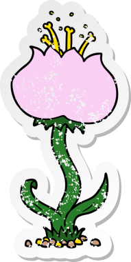 Bir insan tarafından çizilmiş egzotik bir çiçeğin sıkıntılı çıkartması.