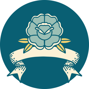 bir insan tarafından çizilmiş bir çiçek pankartıyla dövme biçimi simgesi