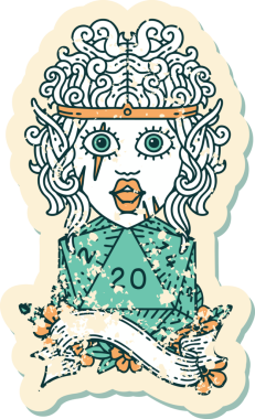 Retro Dövme Tarzı Bir insan tarafından çizilmiş 20 zarlı barbar karakter