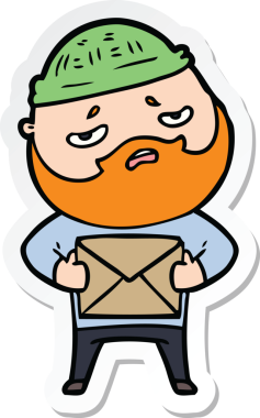 Bir insan tarafından çizilmiş sakallı endişeli bir karikatür çıkartması.