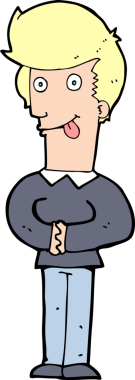 Çizgi filmci bir insan tarafından çizilmiş dili dışarı çıkarıyor.