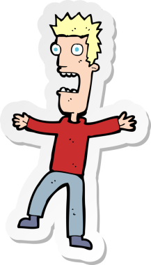 Bir insan tarafından çizilmiş bir karikatürün çıkartması.