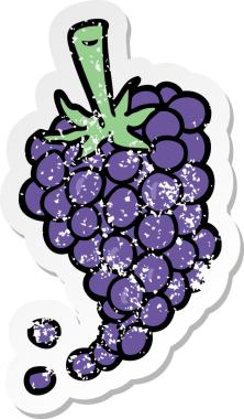 Bir insan tarafından çizilmiş üzümlü karikatür çıkartması.