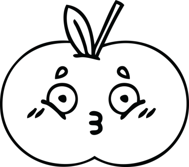 Bir insan tarafından çizilmiş kırmızı elma çizimi.