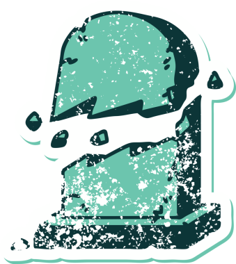 Bir insan tarafından çizilmiş kırık bir mezar taşının sembolik bir dövmesi var.