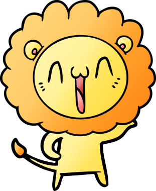 Bir insan tarafından çizilmiş mutlu çizgi film aslanı.
