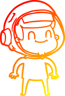 Bir insan tarafından çizilmiş mutlu bir astronotun sıcak çizgi çizimi