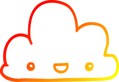 Bir insan tarafından çizilmiş küçük mutlu bulutun sıcak çizgi çizimi