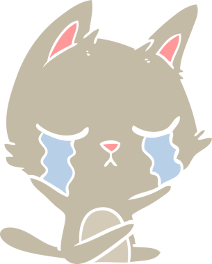 Bir insan tarafından çizilmiş düz renkli çizgi film kedisi.