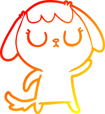 Bir insan tarafından çizilmiş sevimli bir köpeğin sıcak çizgi çizgisi.