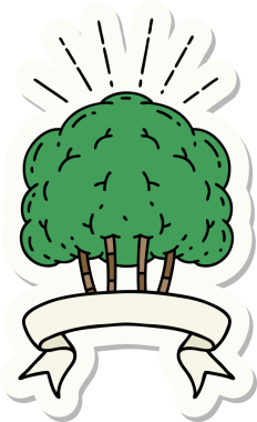 Bir insan tarafından çizilmiş dövme stili bir ağacın çıkartması.