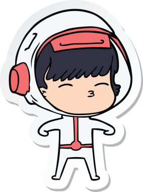 Bir insan tarafından çizilmiş meraklı bir astronotun çıkartması.