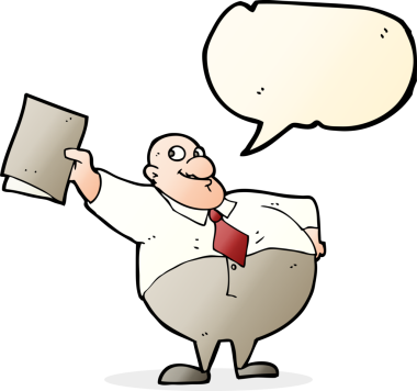 Bir insan tarafından çizilmiş konuşma balonu olan mutlu patron çizgi filmi