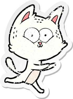 Bir insan tarafından çizilen çizgi film kedisinin sıkıntılı çıkartması.