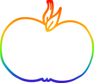 Bir insan tarafından çizilmiş sulu bir elmanın çizgi çizimi.