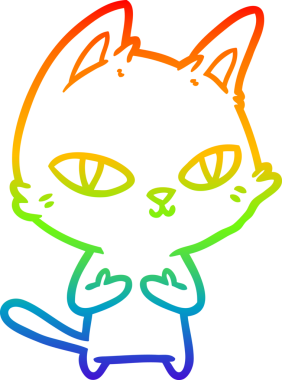 Gökkuşağı gradyan çizgi çizimi Bir insan tarafından çizilen çizgi film kedisi