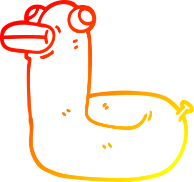 Bir insan tarafından çizilmiş sarı halka bir ördeğin sıcak çizgi çizimi