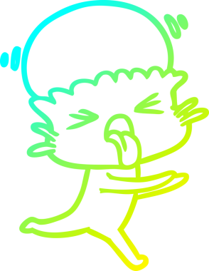 Bir insan tarafından çizilmiş garip bir çizgi film uzaylısının soğuk gradyan çizimi