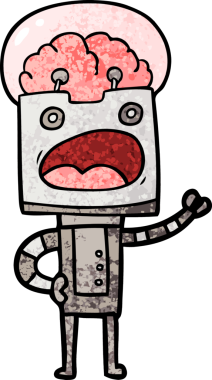 Bir insan tarafından çizilmiş çizgi film robotu