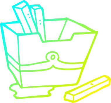 Bir insan tarafından çizilmiş patates kızartmasının çizgi film çizimi.