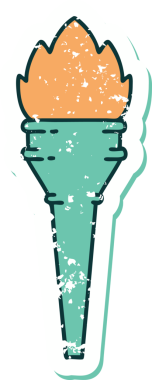 Bir insan tarafından çizilmiş yanan bir meşalenin sembolik dövmeli görüntüsü