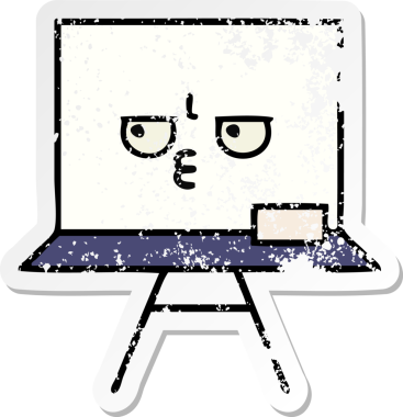 Bir insan tarafından çizilmiş beyaz bir karikatür çıkartması.