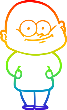 Gökkuşağı gradyan çizgi çizimi bir insan tarafından çizilmiş kel bir adamın çizimi