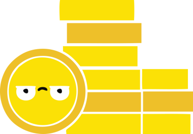 Bir insan tarafından çizilmiş paraların düz renkli retro karikatürü