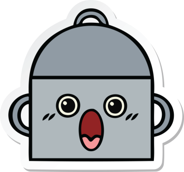 Bir insan tarafından çizilmiş şirin bir yemek pişirme kabının çıkartması.