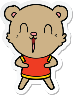 Bir insan tarafından çizilmiş mutlu çizgi film ayısının çıkartması.