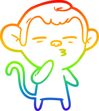 Gökkuşağı gradyan çizgi çizimi Bir insan tarafından çizilmiş şüpheli maymun