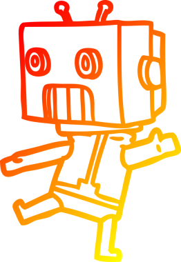 Bir insan tarafından çizilen çizgi film robotunun sıcak çizgi çizimi